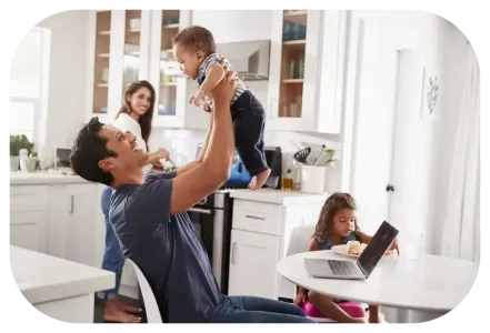 family in the kitchen