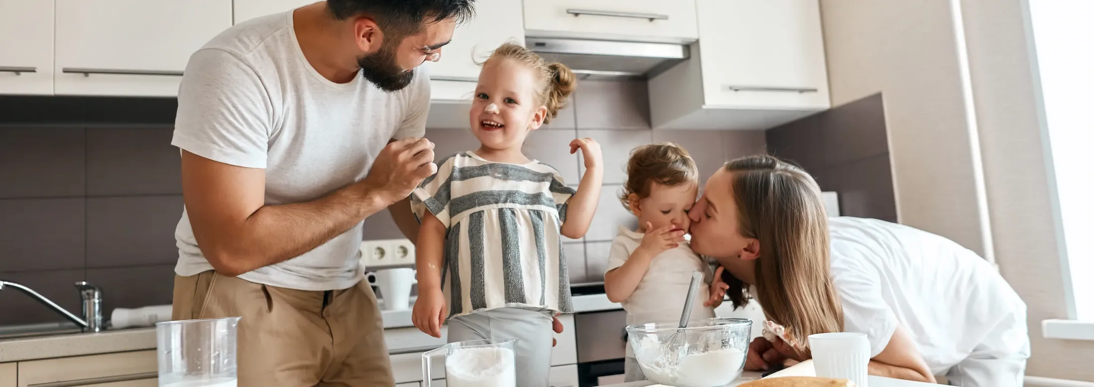 family in kitchen